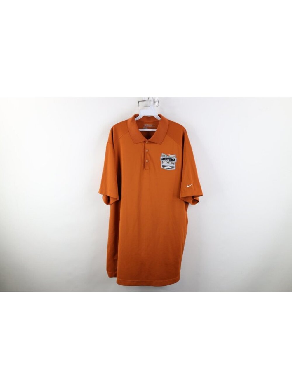 Nike Golf Mens Size 2XL XXL 2015 Daytona 500 Car Racing Knit Polo Shirt Orange